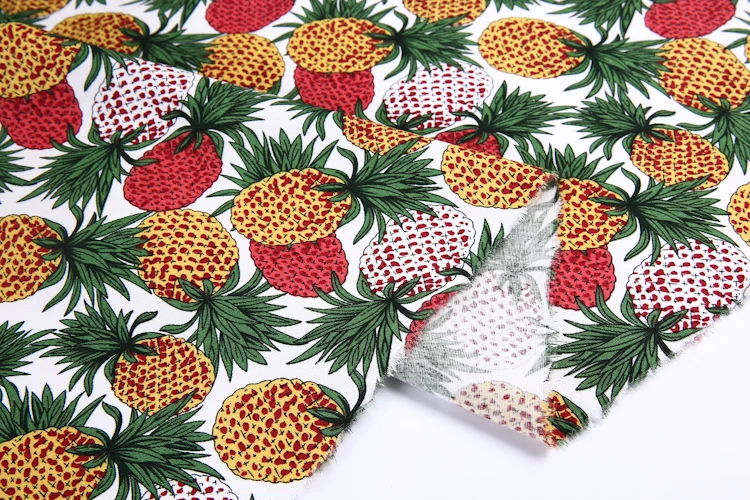 Good Quality Woven Elastic Twill Pineapple Print Fabric Cotton Buy