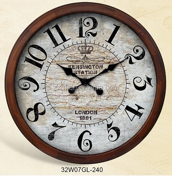 Shabby 32inch Large Clock Wooden Village Type Wall Shabby 32inch Large Clock Wooden Village Type Wall