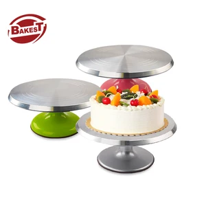 Image of Bakest wholesaler various color Stainless Steel Rotating Cake Decoration Turntable Stand with silicone non slip bottom