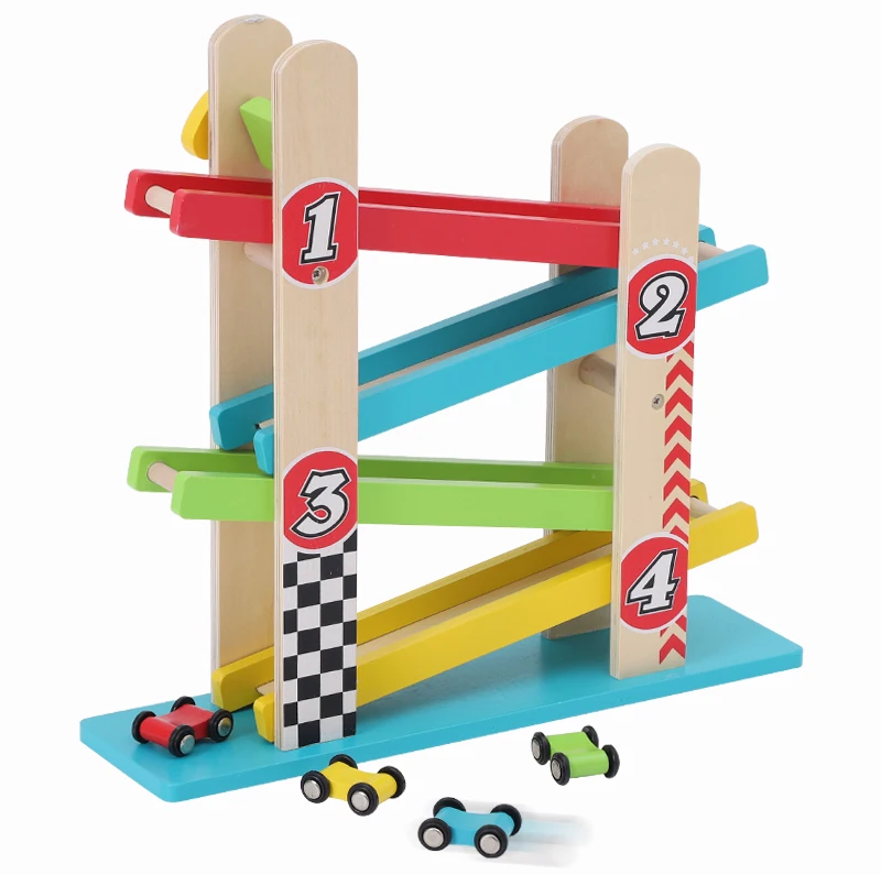 Hot Sale Mini Wooden Toy Gliding Rail Toys Car Ramp Track With 4 Cars ...