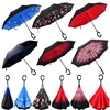 Wholesale Custom C Handle Automatic Car Outdoor Double Layer Folding Reverse Inverted Umbrella