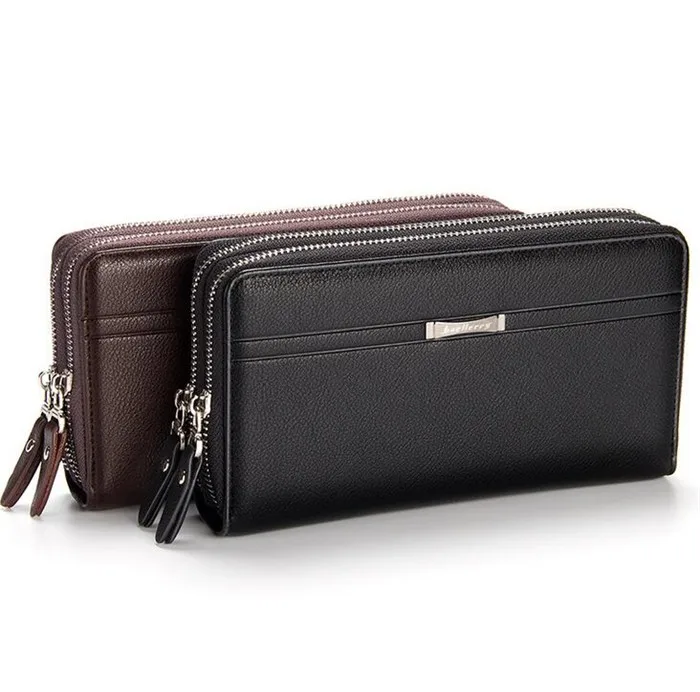 

Bulk price baellerry business phone bag double zip pu leather long design men clutch wallet, Black,brown,customized color