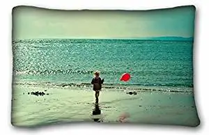 Generic Children's Nature Beaches sunrise beach sand balloons little girl children sea Nature Beaches Size 20"X30"