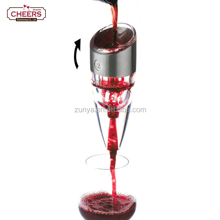 3 Step Adjustable Aerating Wine Aerator With Stand And Aluminum Ring