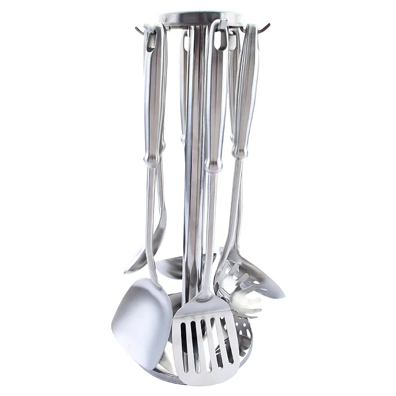 

Newest style Jieyang 7 PCS kitchen stainless steel utensil Home Stain Polish Cooking Tools Wholesale, Silver