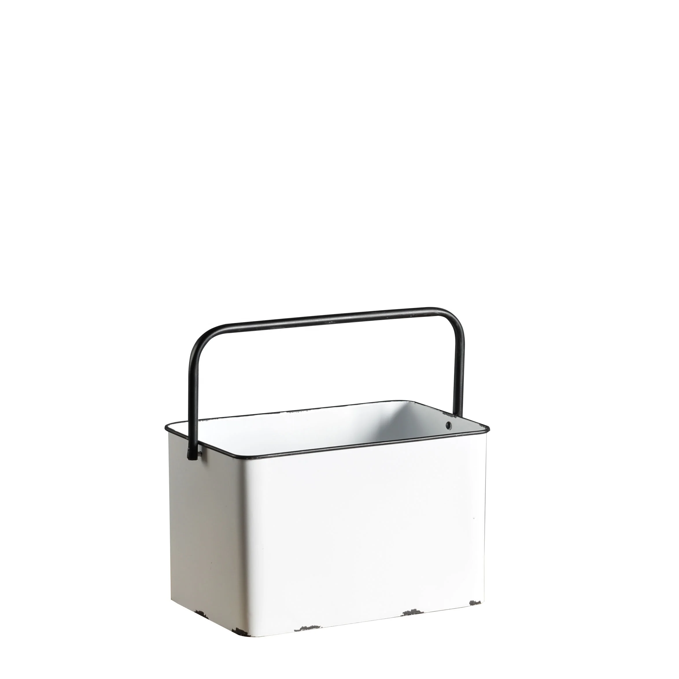 

Mayco Table Creative Distressed White Storage Metal Caddy