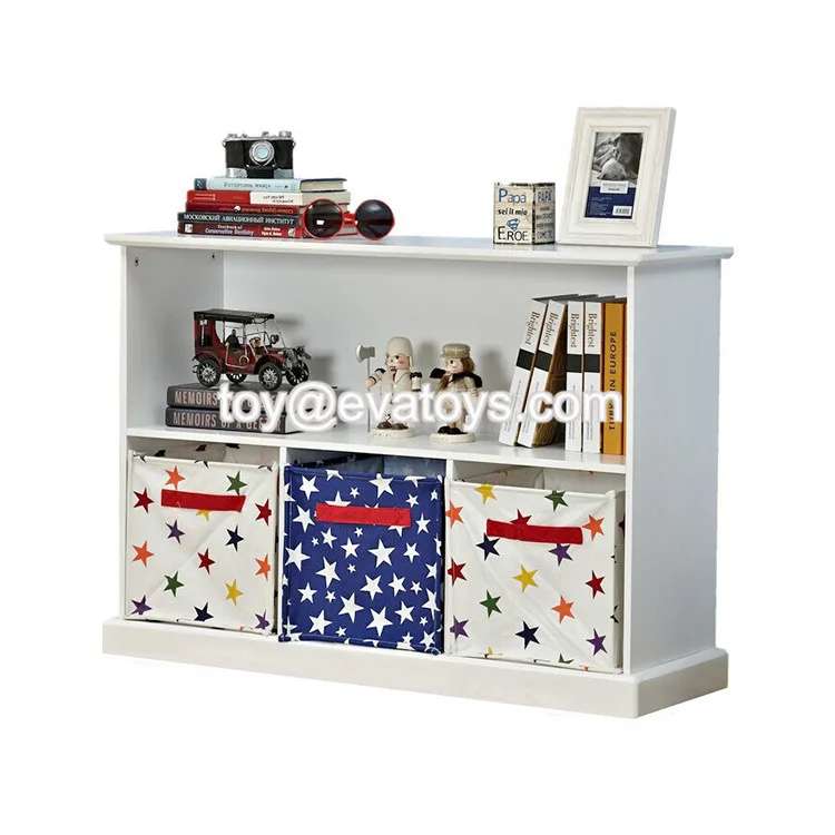 white wooden toy storage