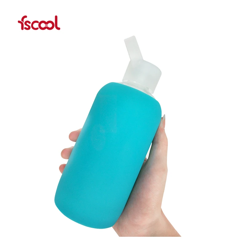 

Print logo sport glass bottle custom water drink bottle with silicone sleeve, Any colors