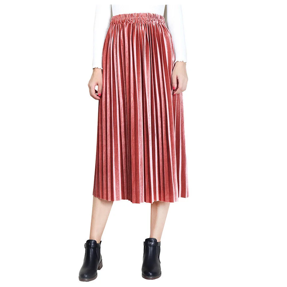 

OEM 2019 Sale Fashion Gold Velvet Skirt Pleated, N/a
