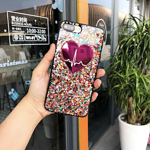 Bling Glitter Colorful Phone Case For iPhone 6 S 6S 7 8 Plus Luxury Cute Love Heart Soft Silicone Cover For iPhone X Woman Case