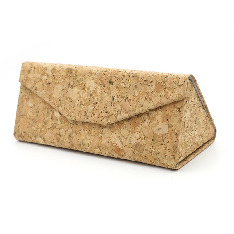 

Brand Your Own Custom Newest Triangle Folding Cork Material Sunglasses Cases, 2 colors or customized