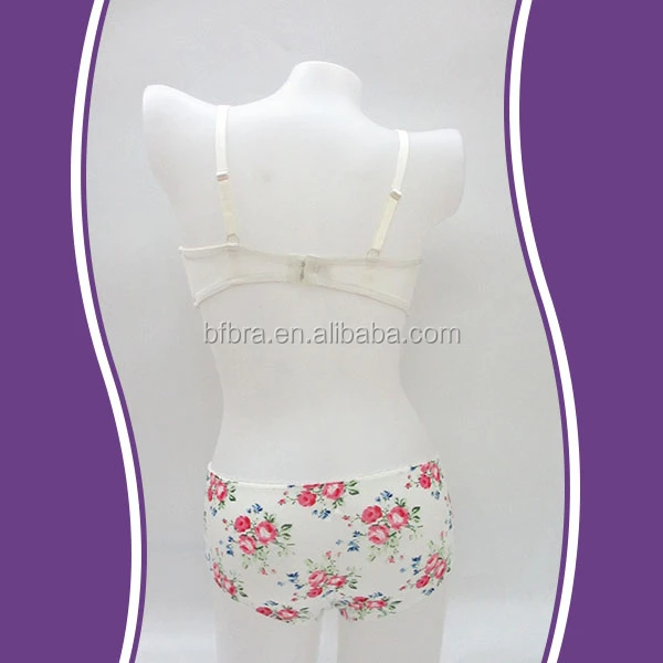 
New fashion young girls flower print push up sexy women panties and bra 