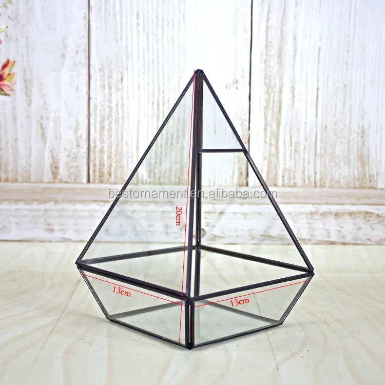 Irregular Glass Gold Geometric Terrarium For Tabletop Succulent Plant
