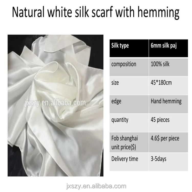 Wholesale 100% pure silk plain white silk scarf for dyeing / painting