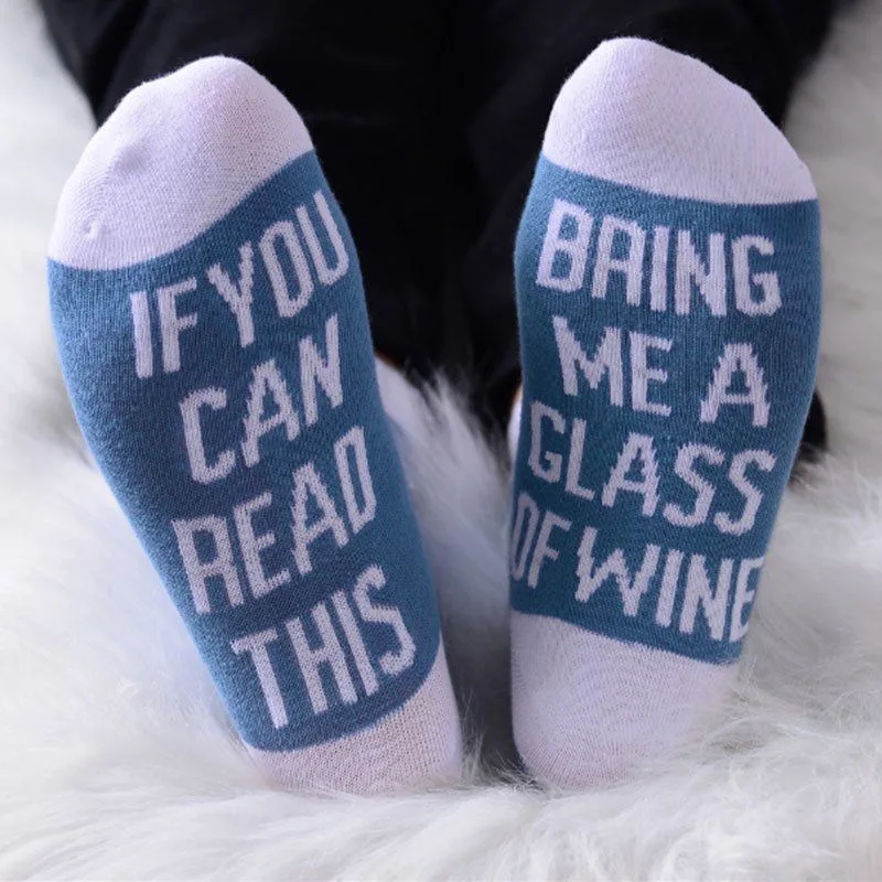 Funny Sentence Pattern Socks If You Can Read This Bring Me A Glass Of