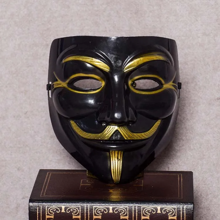 
manufacturer hot sale Halloween masquerade V face ghost dance mask black V word plastic vendetta mask wholesale 