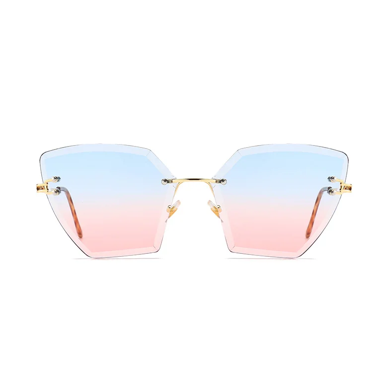 10835 Superhot Eyewear 2019 Fashion Tinted Women Sun glasses Rimless Pointed Cat Eye Sunglasses