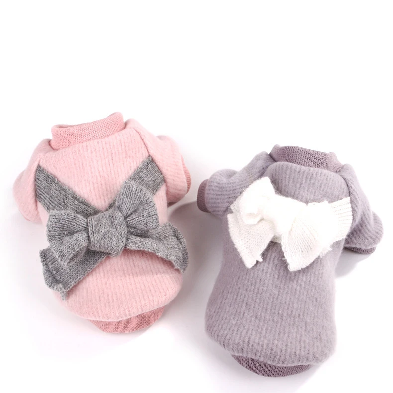 

Spot Pet Supplies Four Seasons Cute Dog Clothes Brushed Cloth Bow Pets Korean Teddy Pet Clothes, Pink,gray