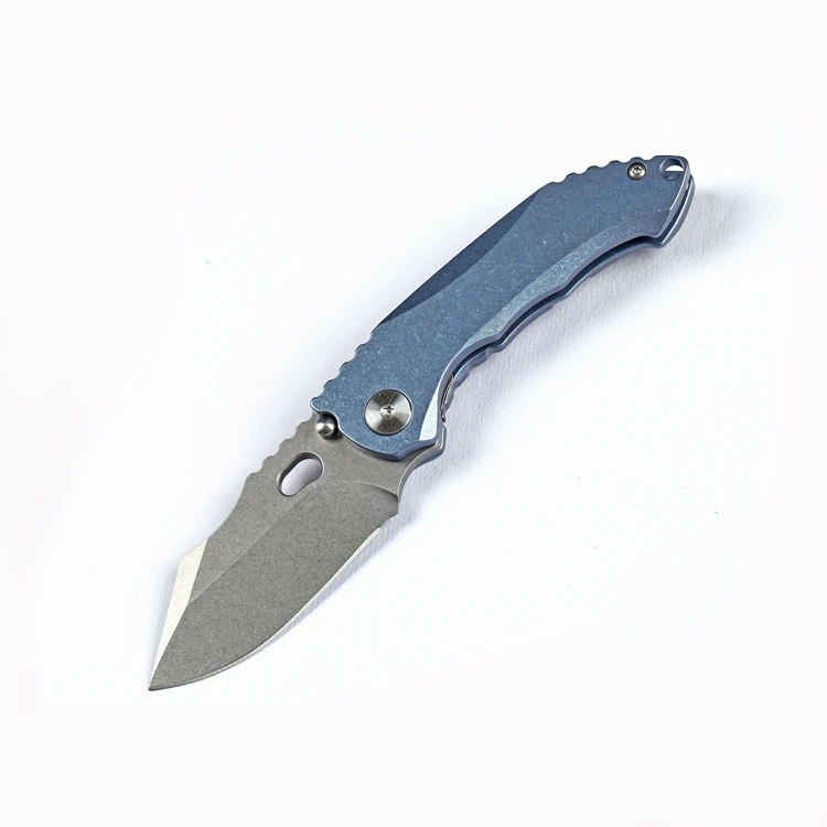

High Quality S35vn Blue Titanium Handle Pocket Folding Knife In Hiking