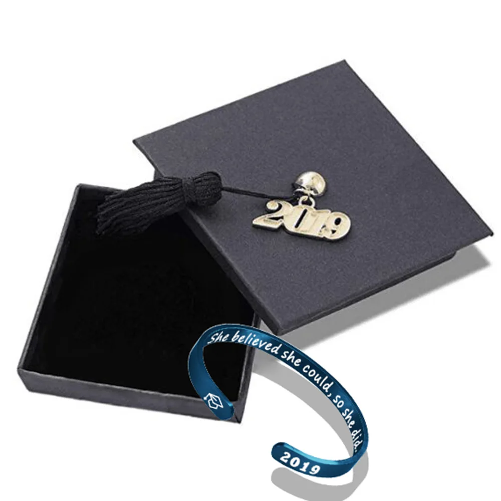 

2022 Graduation Grad Cap Bracelet Inspirational Graduation Gifts Cuff Bracelet, Engraved Inspirational Bracelet Cuff Bangle Gift, As the pictures