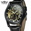 WINNER 271 2019 Trendy Modern Mens Automatic Wristwatches Top Brand Luxury Leather Belt Silver Case Skeleton Open Work