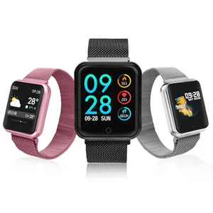 Square Stainless Steel Fitness Tracker Colourful Screen