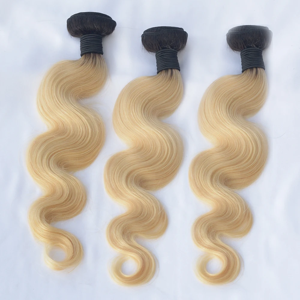 

1B#613 blonde 8 inch 16inch body wave remy brazilian human virgin hair weft bundles cheap and high quality