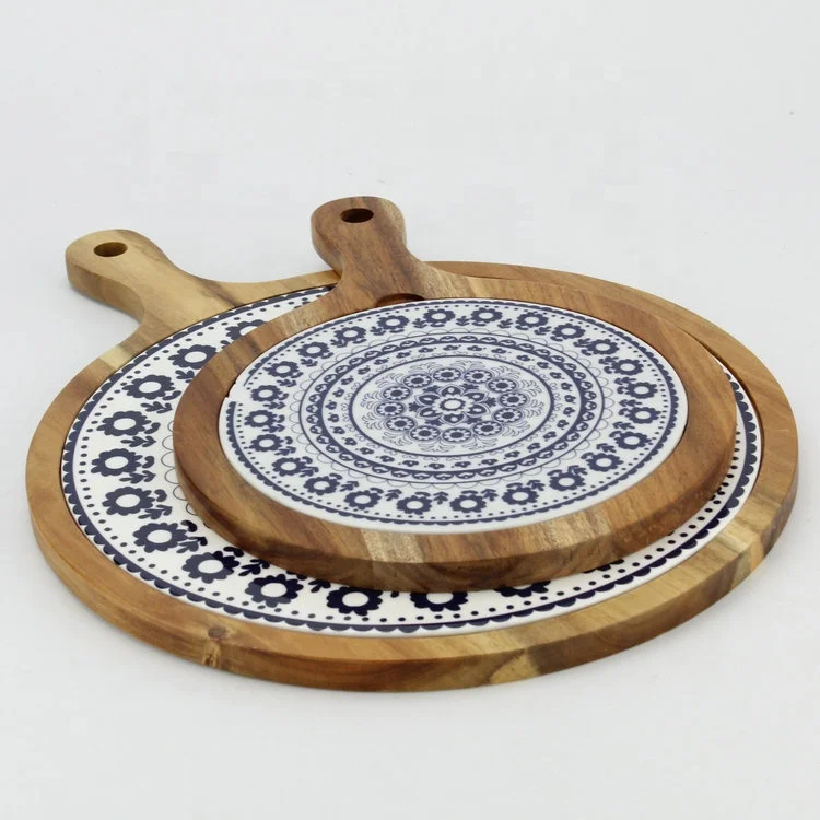 Hot Sale Rectangular Custom Ceramic Cutting Chopping Board With Wooden