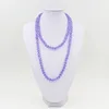 fashion long purple crystal bead beaded string necklace