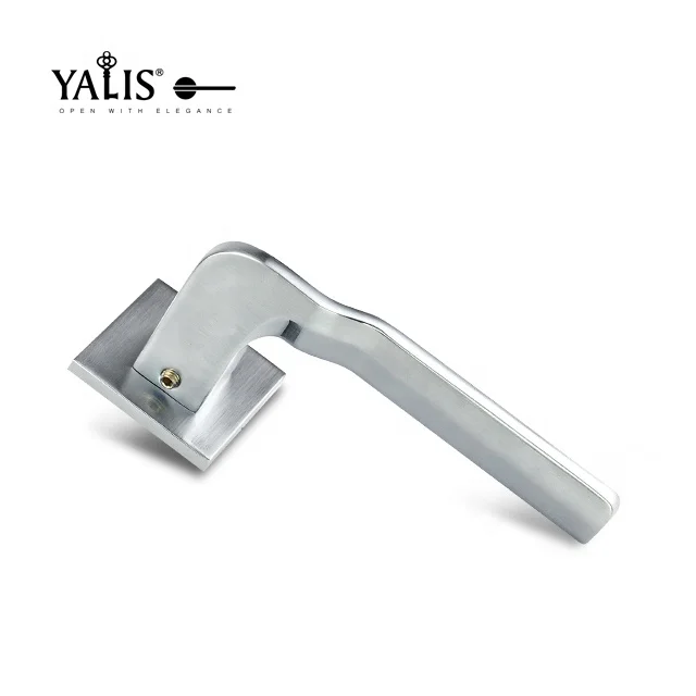 
modern lever handle on square rose for wooden door in zinc alloy metal with lock 