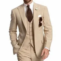 

Three Piece Business Party Best Men Suits Peaked Lapel Two Button Custom Made Wedding Groom Tuxedos
