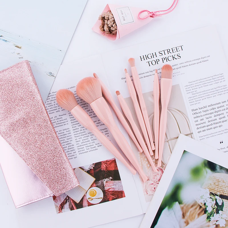 

Beauty Products 2019 8Pcs Nylon Hair High Quality Makeup Brush Set With Pu Bag