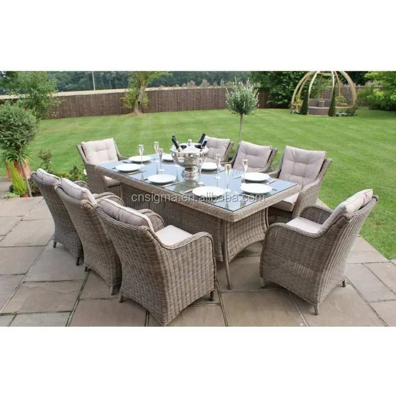 rattan and glass garden table