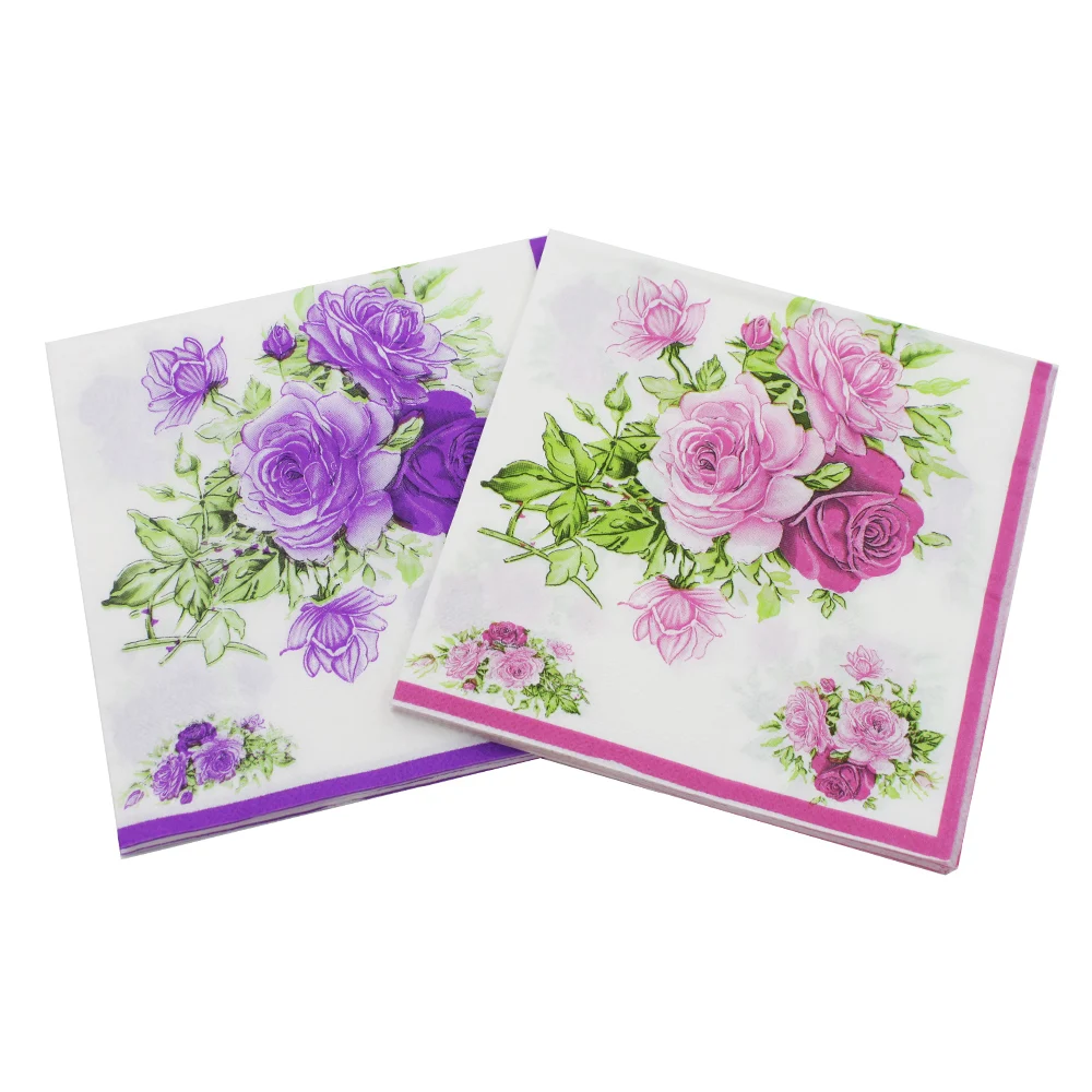 

Rose Paper Napkin Flower Festive & Party Tissue Napkins Decoupage 33cm*33cm