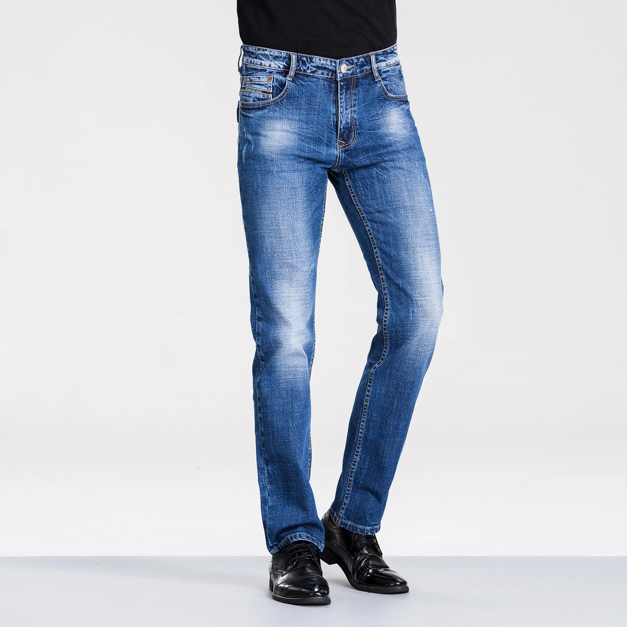 

China wholesale custom mens denim jeans fashion trousers modern designer straight jeans, Picture color