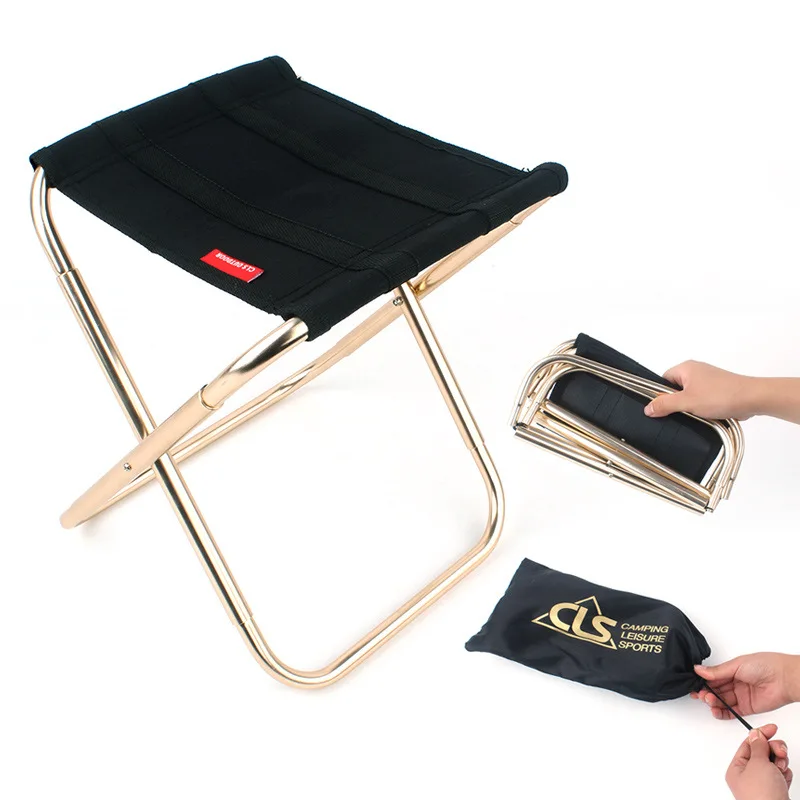 

Portable mini outdoor fishing barbecue picnic folding chair, Black