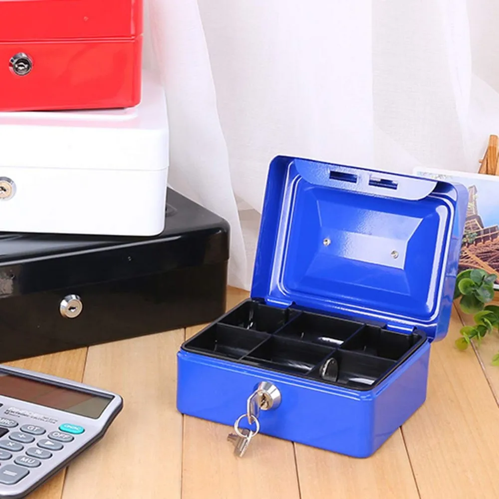 Cash Box With Money Tray Small Metal Lock Box With Key Jewelry Cash