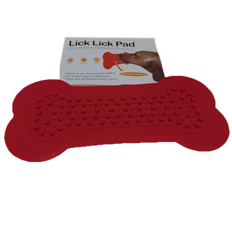 

Amazon top seller 2018 Funny Dogs Bath Toy Distraction Device Silicone sucker pet dog lick pad mat, Red