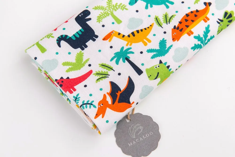 Dinosaur cartoon custom printed 100% cotton canvas fabric