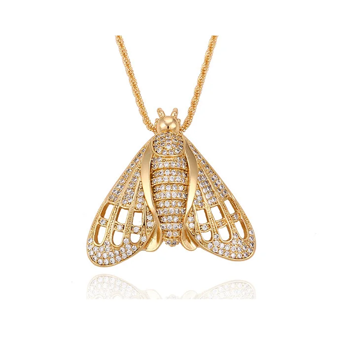 

32242 Xuping special designs popular animal bee pendant wholesale gold covering jewelry, White