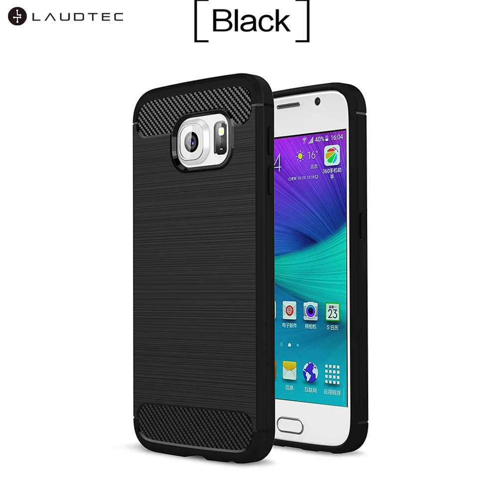 

Carbon Fiber Tpu Silicone Back Cover Phone Case For Samsung Galaxy S6, Black;navy blue;red;gray