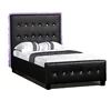 Modern Headboard Tufted Design Leather Look Upholstered Bed with LED Headboard