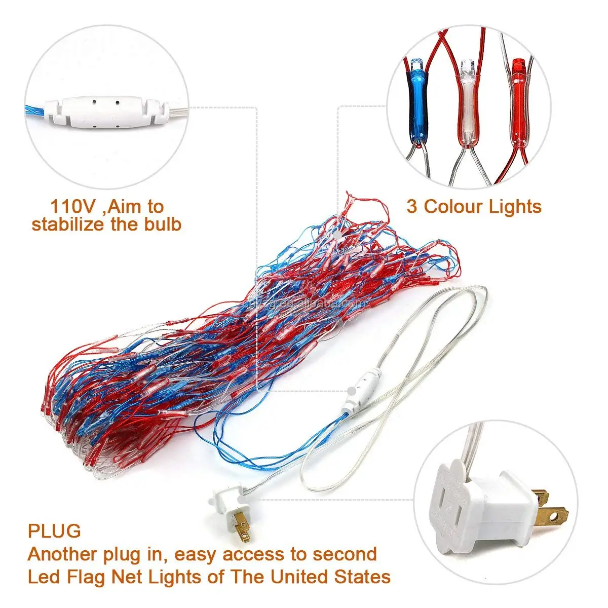 Details about   Voltage American Flag String Lights 420LEDs USA Flag Net Light 30V Waterproof 