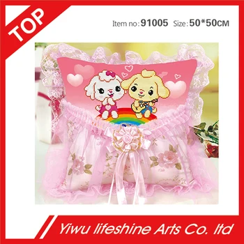 2 Chiens Dessin Animé Rose Dentelle Point De Croix Maison Accessoires Pour Housse De Coussin Buy Oreiller En Dentellehousse De Coussin De Dessin