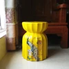 Hand throwing high temperature burning Yellow flower and bird ceramic stool