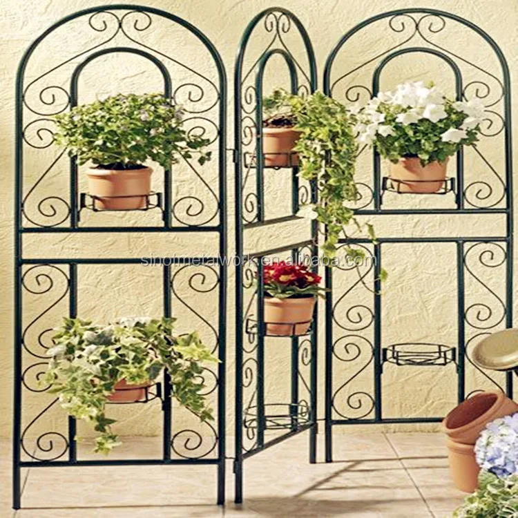 
metal folding stand for flowers iron plant pot racks screen design inside plant holders 
