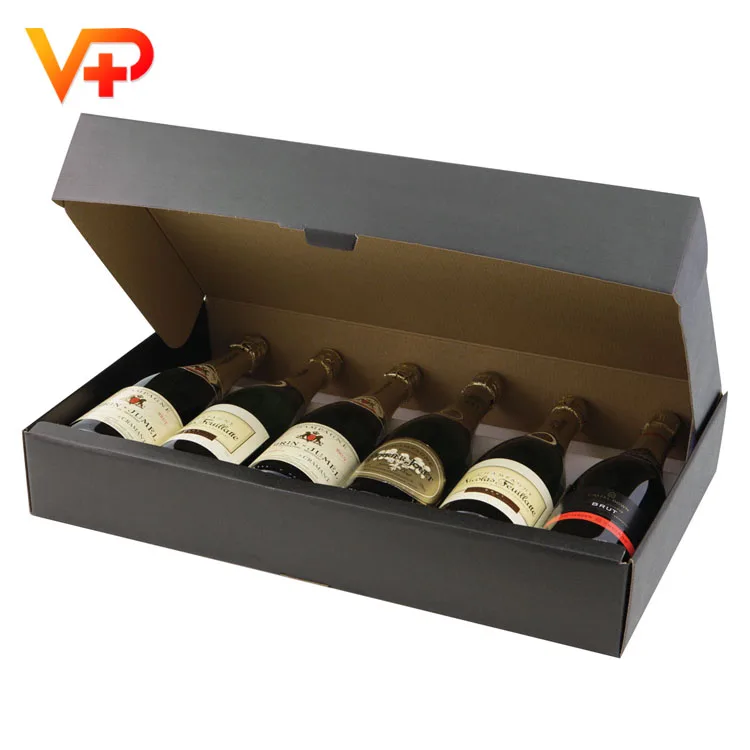 Black Corrugated Cardboard 6 Piece Wine Wine Bottle Gift Box Buy Gift