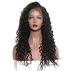 Cuticle aligned 40 inch deep wave curly full lace human hair transparent swiss hd lace wig