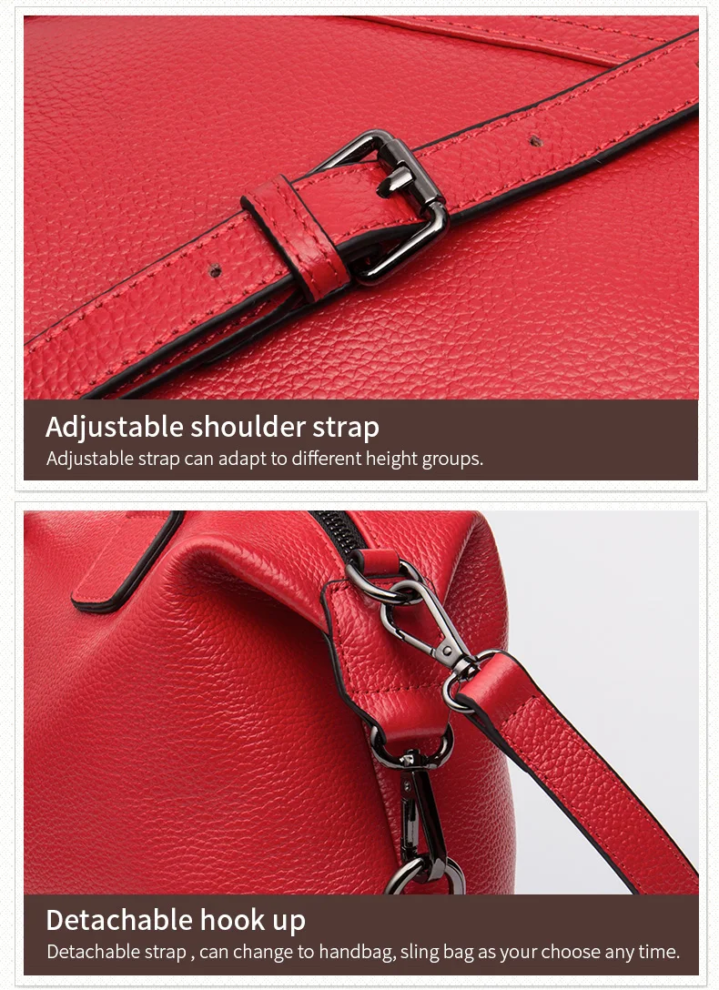 New Style Red Color Lady Genuine Leather Women Shoulder Hand Bags