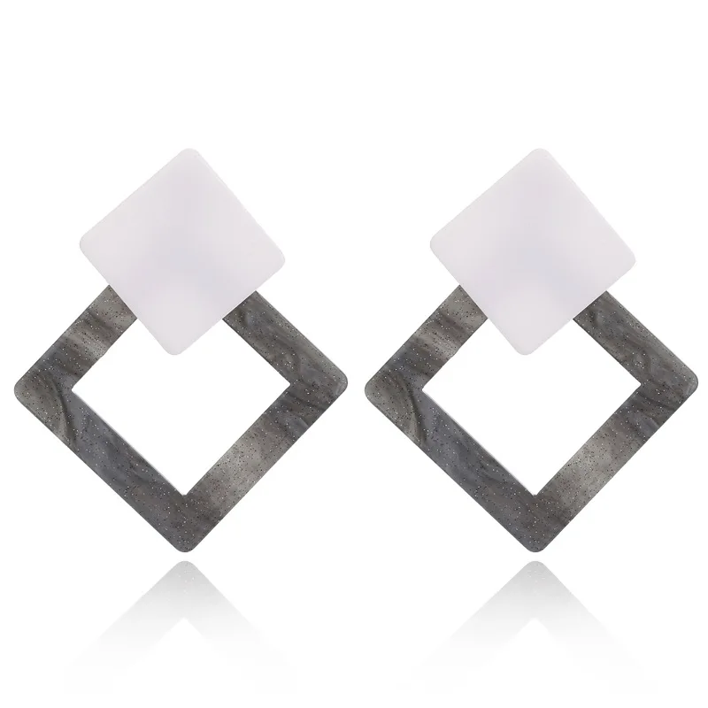 

New Design Square Acrylic Acetate Rhombus Stud Earrings Women Jewelry Drop Pendant Earrings Acetie Acid, As pictures show